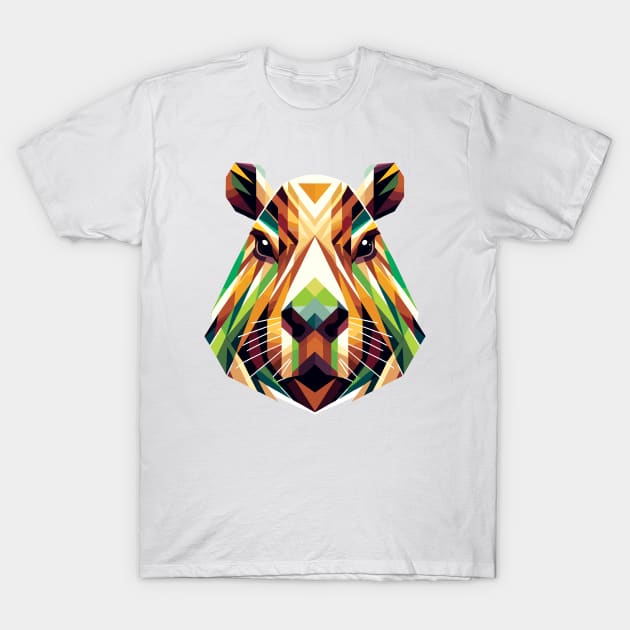 Abstract Capybara Mosaic: Colorful Polygon Art T-Shirt by AmandaOlsenDesigns